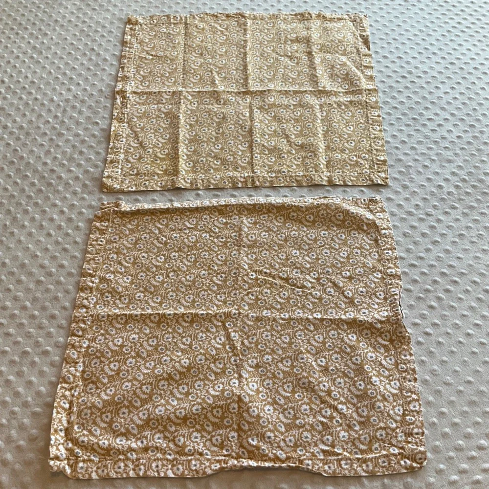 Williams Sonoma Pillowcase Standard Cotton Floral Print Mustard Yellow White